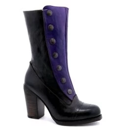 Amelia Leather Tall Boots Black & Purple Poison Rustic -WildWestFashionFinds oak20tree20farms20Amelia20tall20boots20black20poison 04