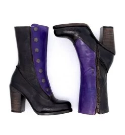 Amelia Leather Tall Boots Black & Purple Poison Rustic -WildWestFashionFinds oak20tree20farms20Amelia20tall20boots20black20poison 05