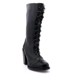 Ariana Black Leather Lace Up Fashion Western Boot -WildWestFashionFinds oak20tree20farms20Ariana20tall20boots20black20rustic 03