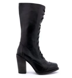 Ariana Black Leather Lace Up Fashion Western Boot -WildWestFashionFinds oak20tree20farms20Ariana20tall20boots20black20rustic 04