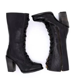 Ariana Black Leather Lace Up Fashion Western Boot -WildWestFashionFinds oak20tree20farms20Ariana20tall20boots20black20rustic 05