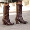 Ariana Teak Leather Lace Up Fashion Western Boot