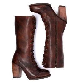 Ariana Teak Leather Lace Up Fashion Western Boot -WildWestFashionFinds oak20tree20farms20Ariana20tall20boots20teak20rustic 04