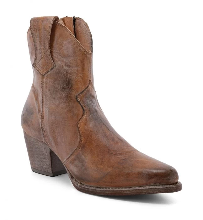Baila Short Boots Tan Rustic With Side Zipper 1 Baila Short Boots Tan Rustic With Side Zipper