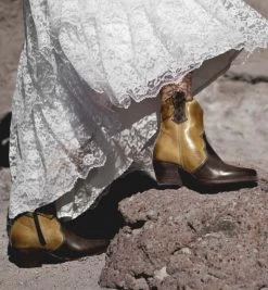 Baila Two Tone Ankle Boots Taupe Cashew