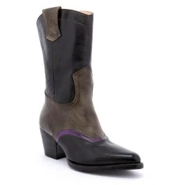 Basanti Western Boots Black Taupe Purple Poison Leather -WildWestFashionFinds oak20tree20farms20Basanti20boots20black20taupe20posion 03