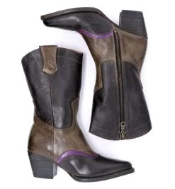 Basanti Western Boots Black Taupe Purple Poison Leather -WildWestFashionFinds oak20tree20farms20Basanti20boots20black20taupe20posion 05