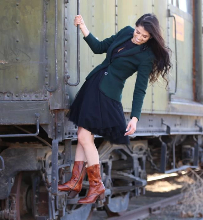 Basanti Cowgirl Zipper Boots Cognac & Teak Rustic Leather 2 Basanti Cowgirl Zipper Boots Cognac & Teak Rustic Leather - Image 2