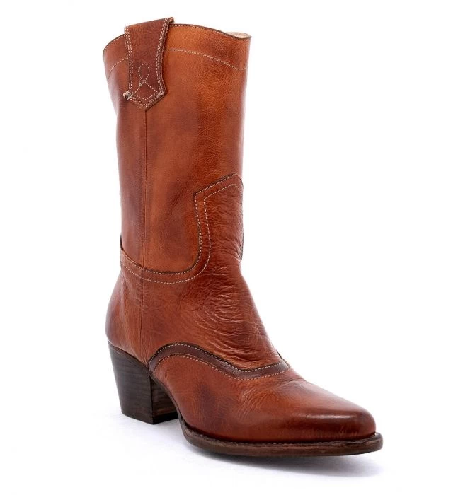Basanti Cowgirl Zipper Boots Cognac & Teak Rustic Leather 3 Basanti Cowgirl Zipper Boots Cognac & Teak Rustic Leather - Image 3