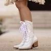 Biddy Old West Boots Nectar Rustic Leather With White Lace