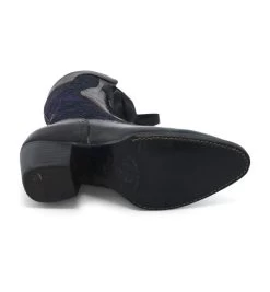 Biddy Victorian Leather Boots Black Rustic With Lilac Lace -WildWestFashionFinds oak20tree20farms20Biddy20tall20boots20black20purple20lace 05