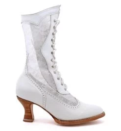 Jennie Victorian Wedding Boots White Kidskin With Lace -WildWestFashionFinds oak20tree20farms20Jennie20tall20boots20white20kidskin20lace 04