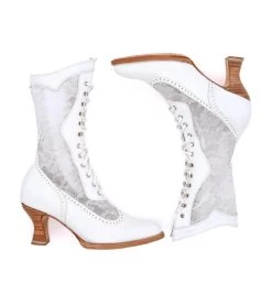 Jennie Victorian Wedding Boots White Kidskin With Lace -WildWestFashionFinds oak20tree20farms20Jennie20tall20boots20white20kidskin20lace 05