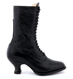 Mirabelle Lace Up Boots Victorian Style Black Rustic Leather -WildWestFashionFinds oak20tree20farms20Mirabelle20black20rustic20tall20boots 04