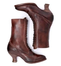 Mirabelle Teak Rustic Leather Victorian Style Fashion Boots -WildWestFashionFinds oak20tree20farms20Mirabelle20teak20rustic20tall20boots 06