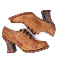 Nanny Lace Up Tan Leather Shoe Victorian Style Fashion -WildWestFashionFinds oak20tree20farms20shoes20nanny20tan20rustic 04