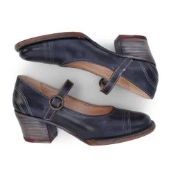Twigley Navy Rustic Leather Shoes With Strap & Buckle -WildWestFashionFinds oak20tree20farms20shoes20twigley20navy20rustic 04