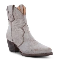 Baila Ankle Boots White Distressed Iridescent