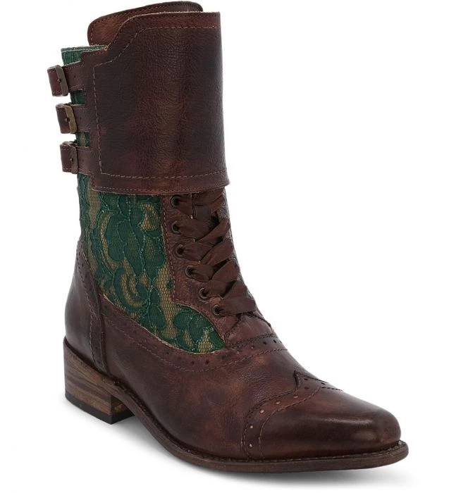 Faye Riding Boots Teak Rustic With Emerald Lace 2 Faye Riding Boots Teak Rustic With Emerald Lace - Image 2