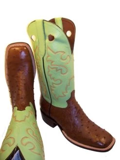 Full Quill Ostrich Texas Square Toe Tobacco Cowboy Boots