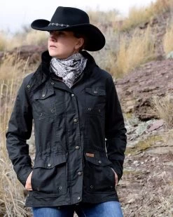Jill-A-Roo Oilskin Coat Black -WildWestFashionFinds outback trading company coats jackets black jill a roo oilskin jacket 04