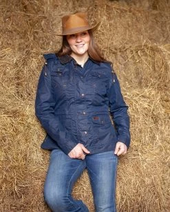 Jill-A-Roo Oilskin Coat Navy -WildWestFashionFinds outback trading company coats jackets navy jill a roo oilskin jacket 04