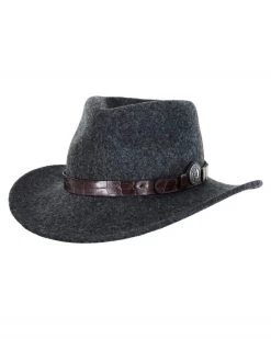 Collingsworth Wool Hat With Snakeskin Band (Gray / Medium)