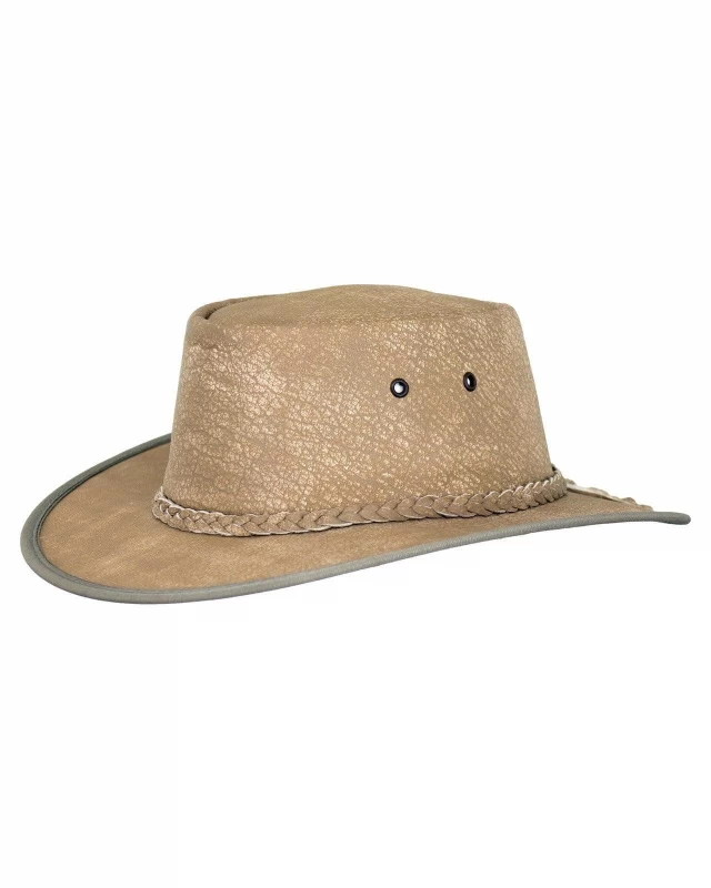 Dundee Leather Outback Hat (Beige / Medium) 1 Dundee Leather Outback Hat (Beige / Medium)