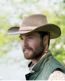 Knotting Hill Hat With Mesh Crown (Brown / Large) -WildWestFashionFinds outback trading company mesh vented hat knotting hill 03 1