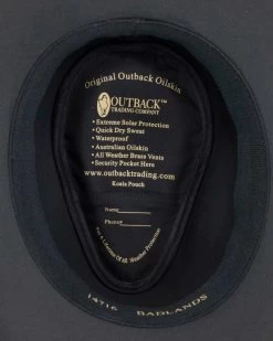 Badlands Cotton Oilskin Western Hat (Black / Small) -WildWestFashionFinds outback trading company oilskin hat badlands 03 1