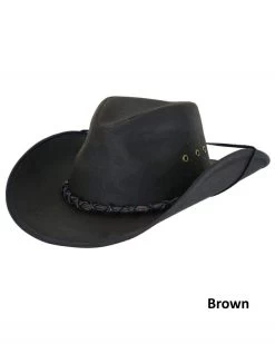 Bootlegger Cotton Oilskin Western Hat (Brown / Extra Large) -WildWestFashionFinds outback20trading20company20bootlegger20oilskin20hat 04 1