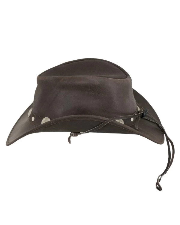 Rawhide Leather Western Hat (Chocolate / Large) 2 Rawhide Leather Western Hat (Chocolate / Large) - Image 2