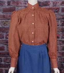 Witchita Ladies Plaid Fontier Western Cotton Blouse (Coral Check / Medium)
