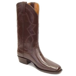 Zig-Zag Smooth Leather Cowboy Boots